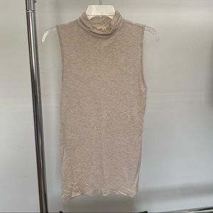 Beige mock-neck tank top
